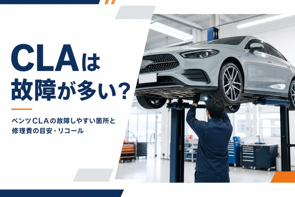 整備工場で点検を受ける4ドアクーペ