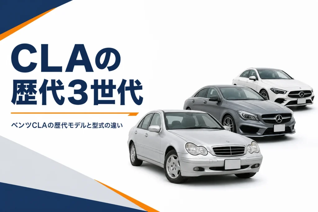 初代から新型まで3世代のベンツCLAが並ぶイメージ